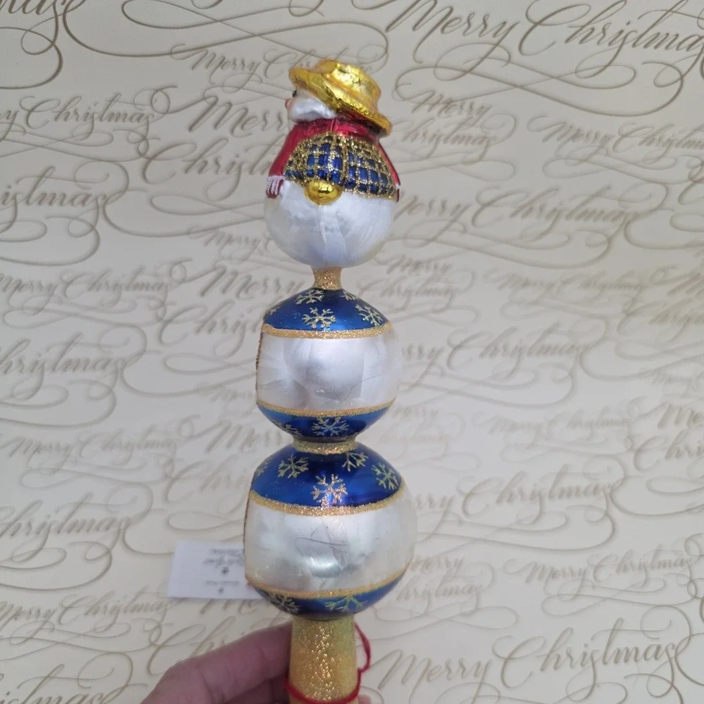 Christopher Radko Chilly Ball Gem Finial Reflector Snowman Poland 2005 8.5